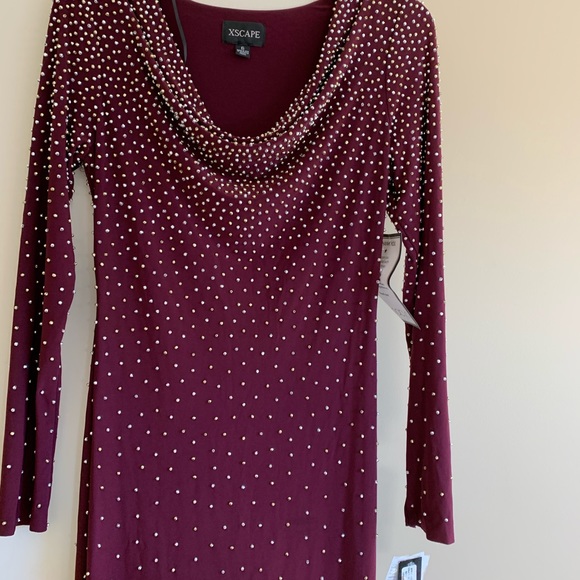 XSCAPE dress, burgundy color, New dress. - Picture 2 of 4